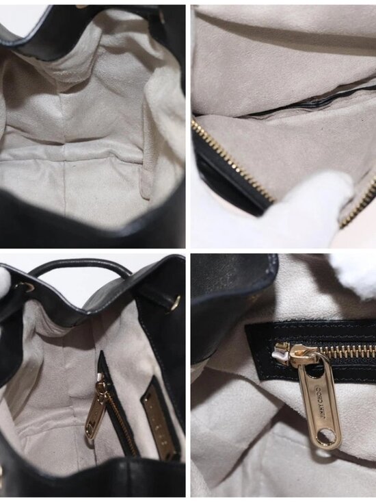 Jimmy Choo Studs Backpack Leather Black Gold Auth ka1552 main image 4